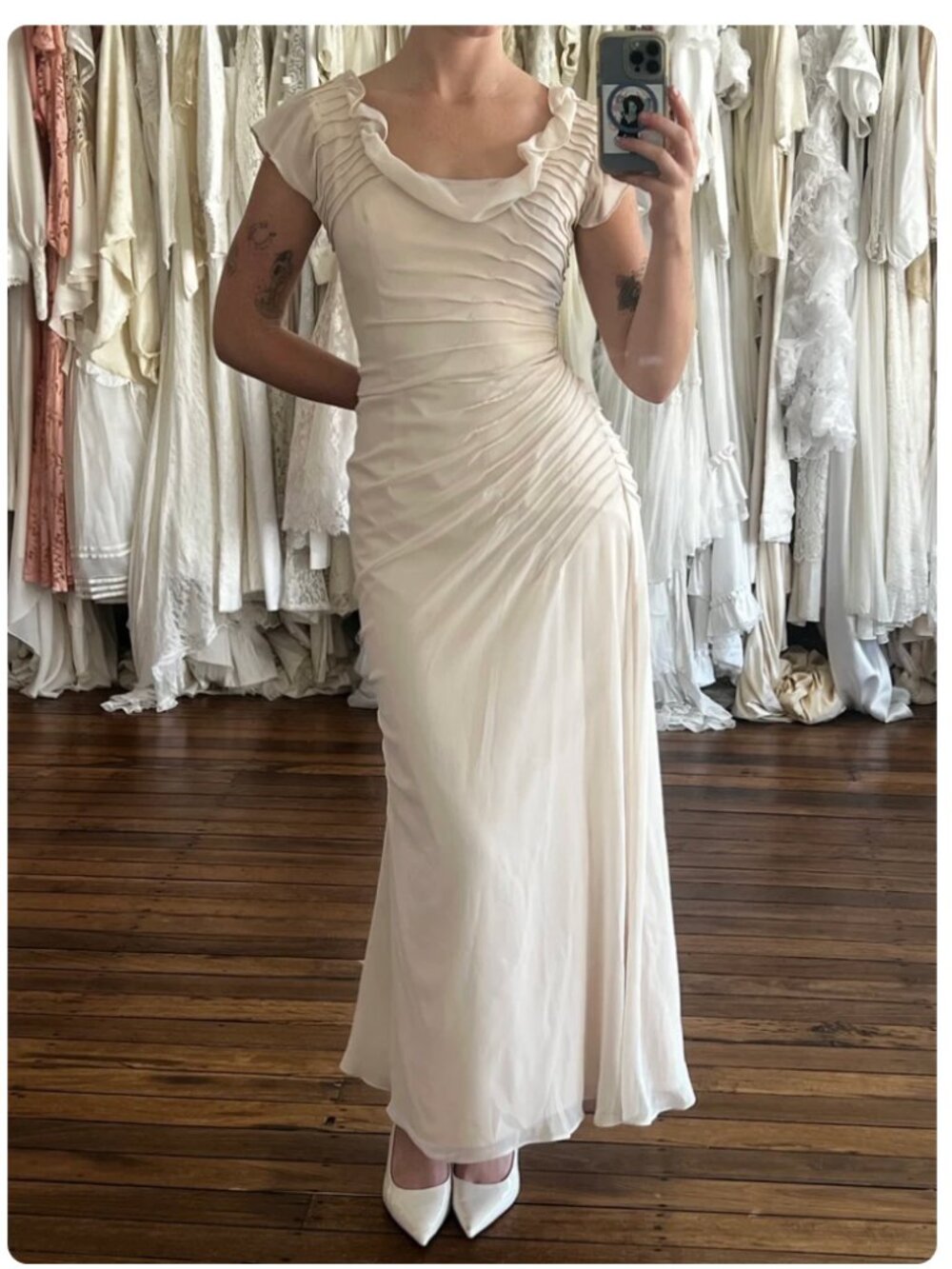 90s Vera Wang Radiating Pleated Chiffon Dress